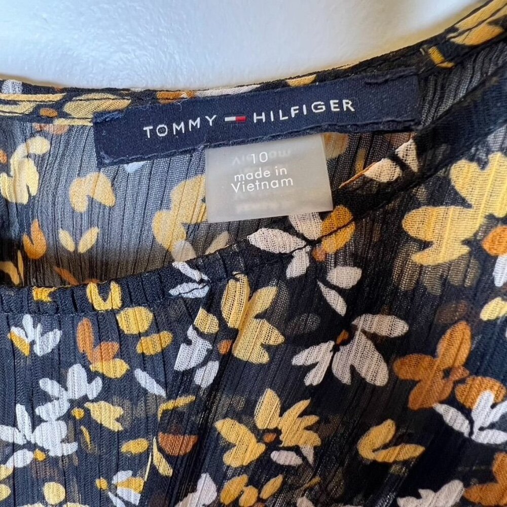 Tommy Hilfiger Womans Sintched Floral Print Midi Dress Long Sleeve Size 10 - Picture 3 of 7